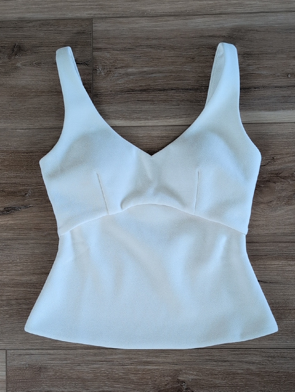 Sleek Cream V-Neck Peplum Tank Top